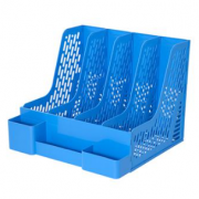 齐心 B2034 多功能资料架 4格  蓝色 文件栏 文件架